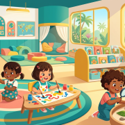 Children of diverse Asian ethnicities joyfully engage in play-based learning in a sunlit Singapore preschool.