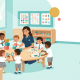 Diverse toddlers in a Singapore classroom explore activities with an Asian educator.